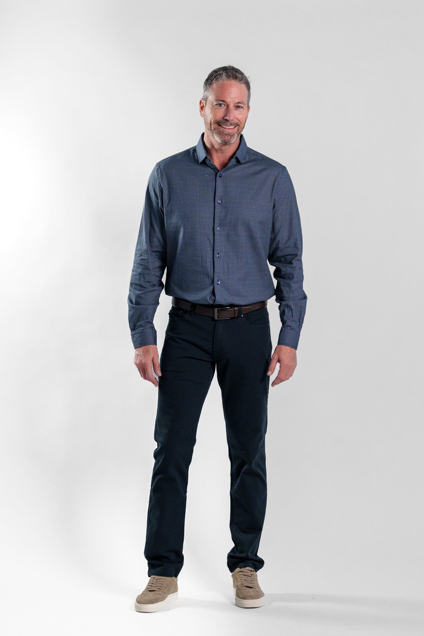 NOVA - Dark Blue Geo Long Sleeve Shirt