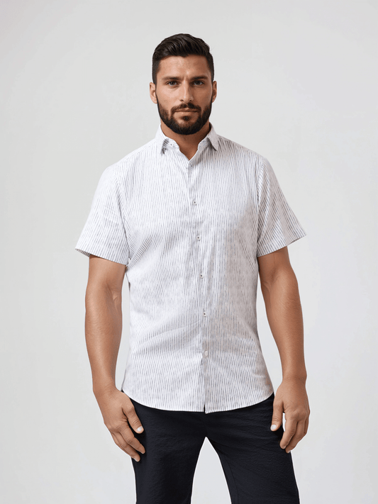 NOVA - White Striped Stretch Shirt
