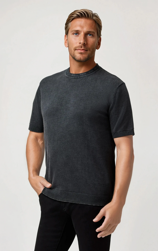 SEAMIST - Black Washed Knit Tee