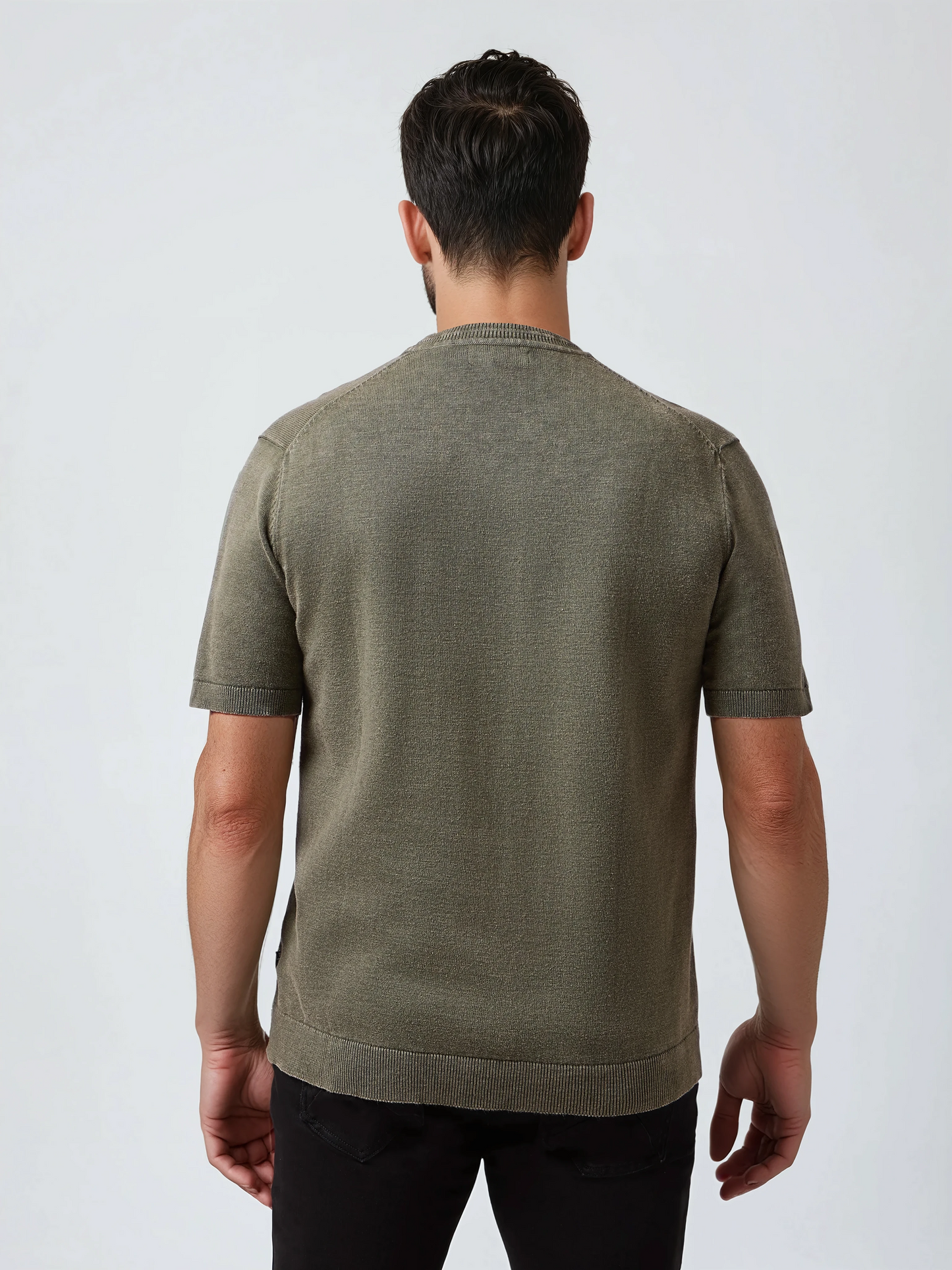SEAMIST - Medium Green Washed Knit Tee