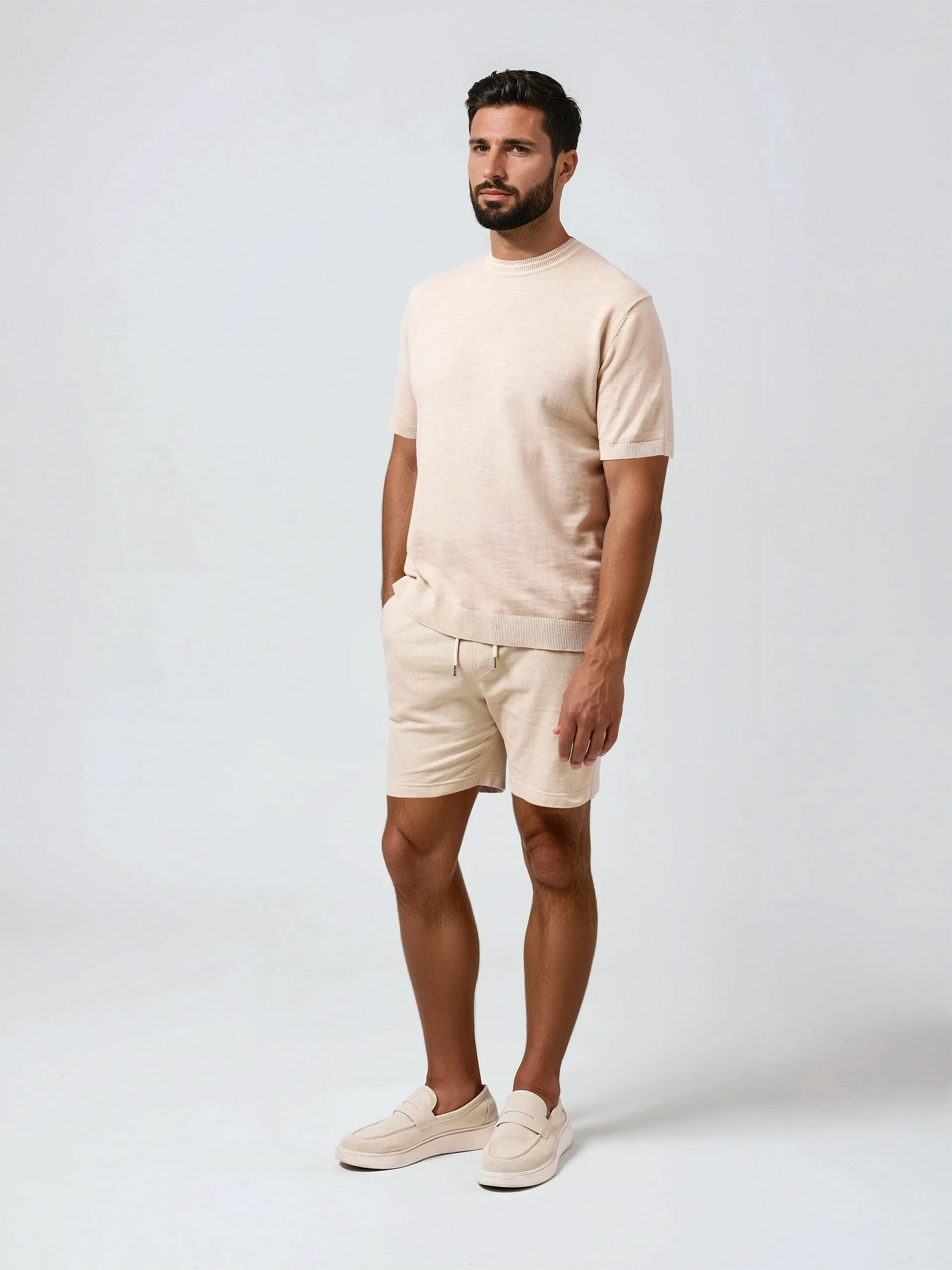 SEAMIST - Medium Beige Washed Knit Tee