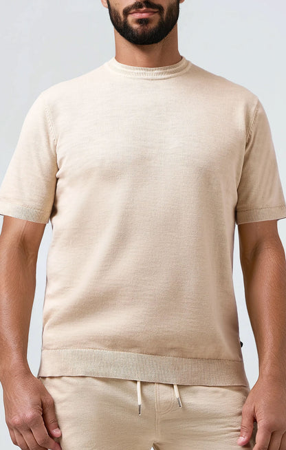 SEAMIST - Medium Beige Washed Knit Tee
