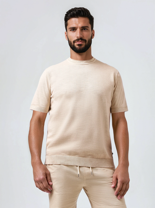 SEAMIST - Medium Beige Washed Knit Tee