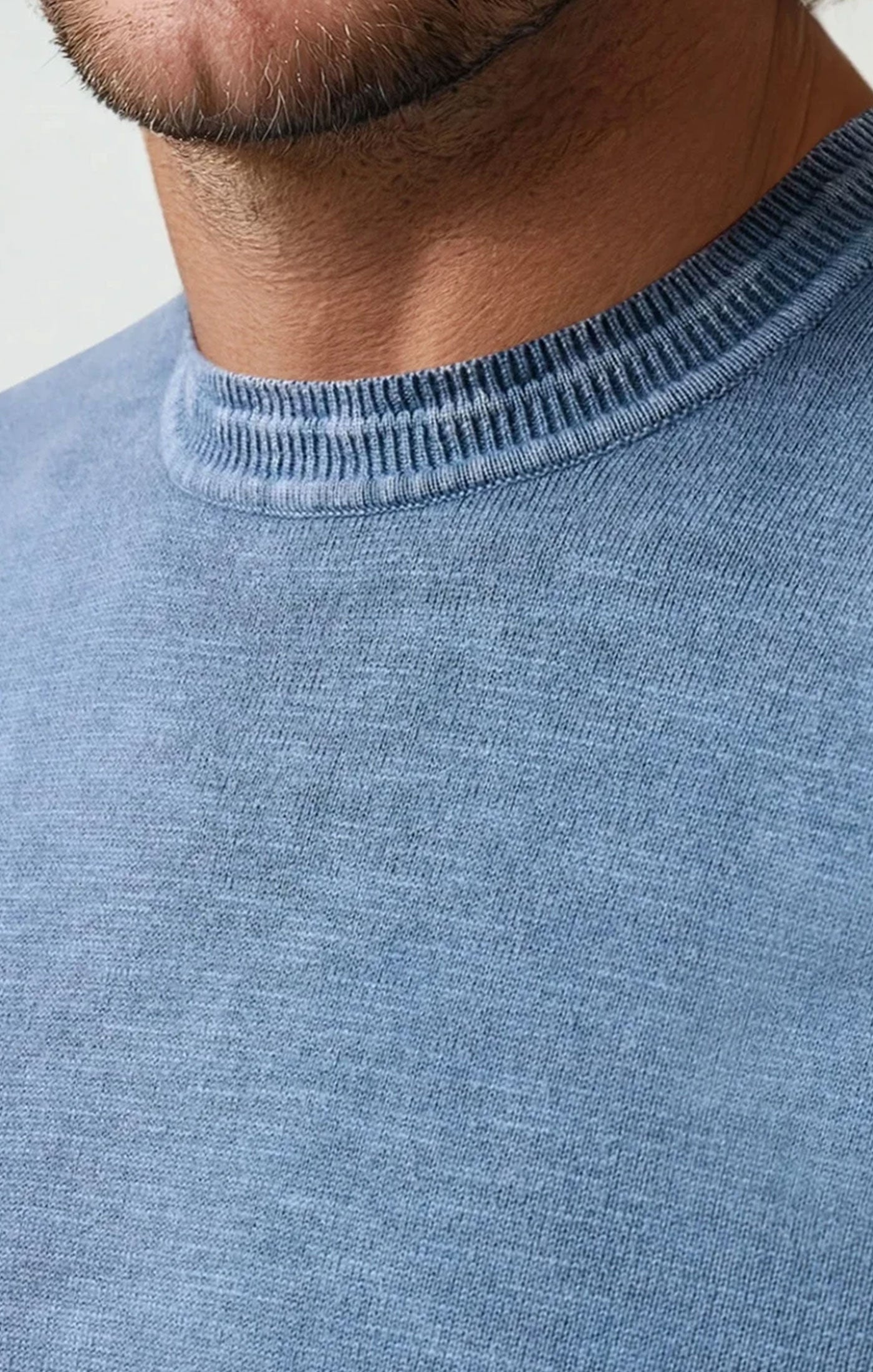 SEAMIST - Medium Blue Washed Knit Tee
