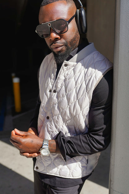 Silver Quilted Puffer Vest