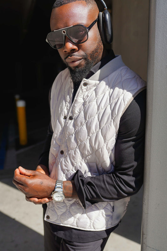 Silver Quilted Puffer Vest