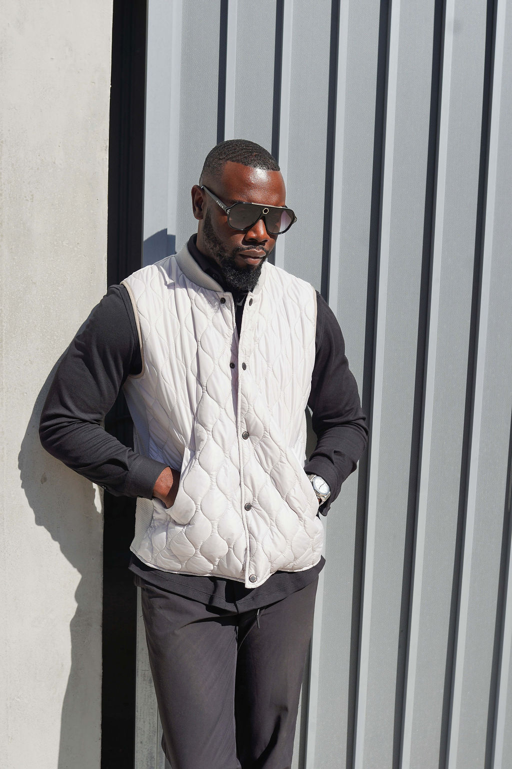 Silver Quilted Puffer Vest