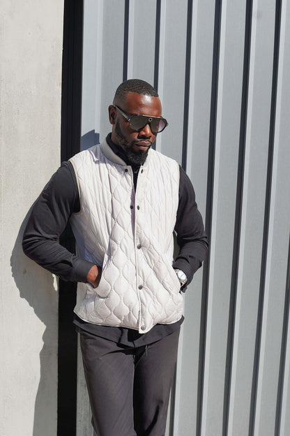 Silver Quilted Puffer Vest