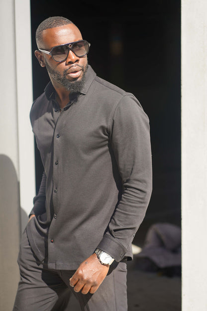 black men's dress shirt long sleeve Kenneth Cole