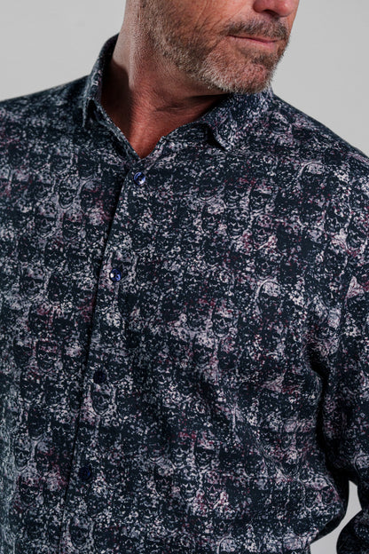 NOVA - Dark Blue Skulls Long Sleeve Shirt