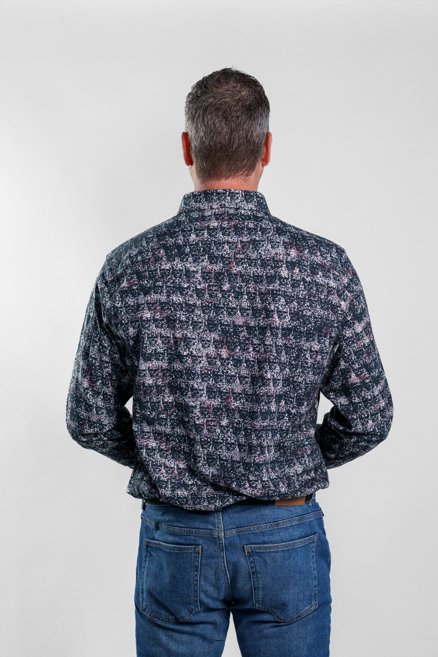 NOVA - Dark Blue Skulls Long Sleeve Shirt