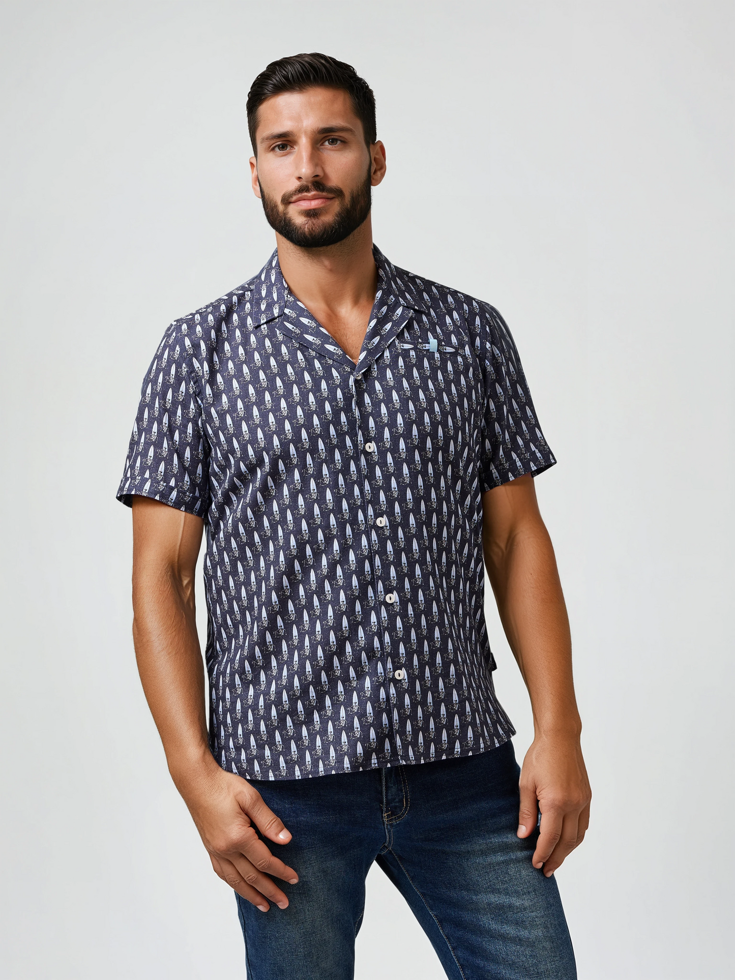 BUONASERA - Surf Skull Linen Resort Shirt