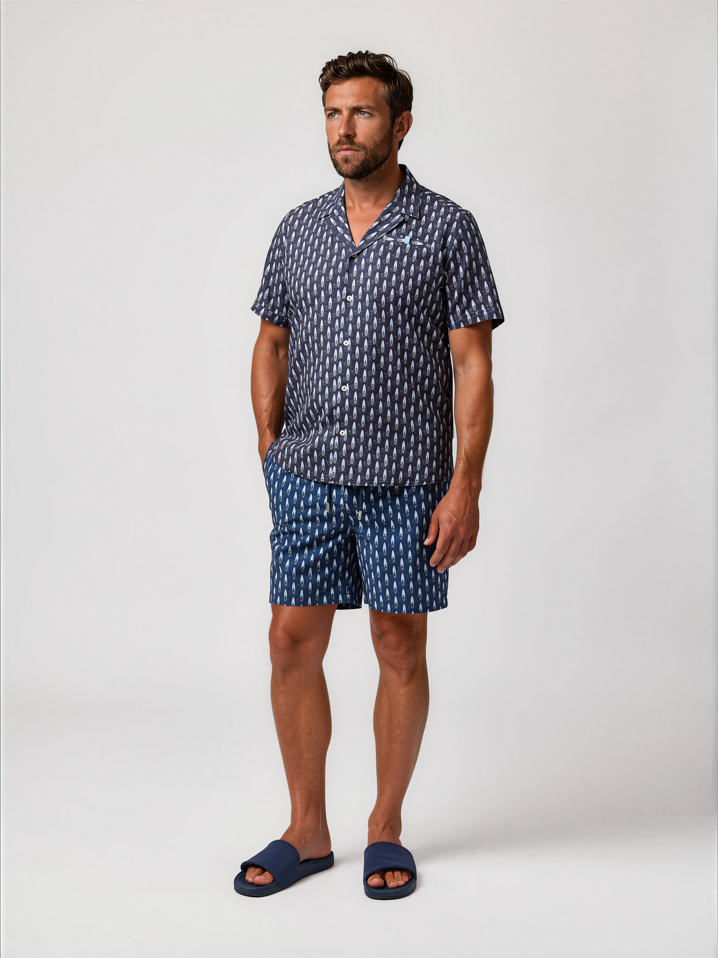 HELIOS - Navy Surf Skull Swim Shorts