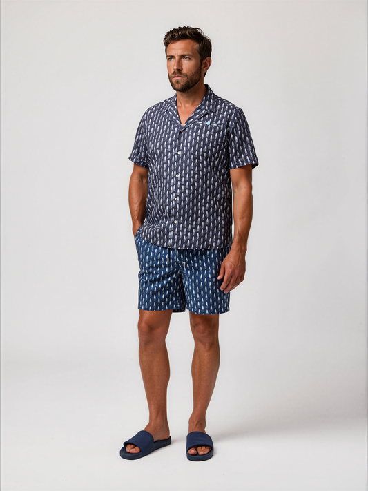 HELIOS - Navy Surf Skull Swim Shorts