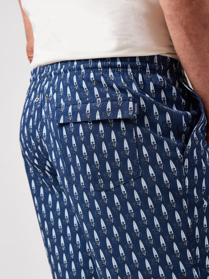 HELIOS - Navy Surf Skull Swim Shorts