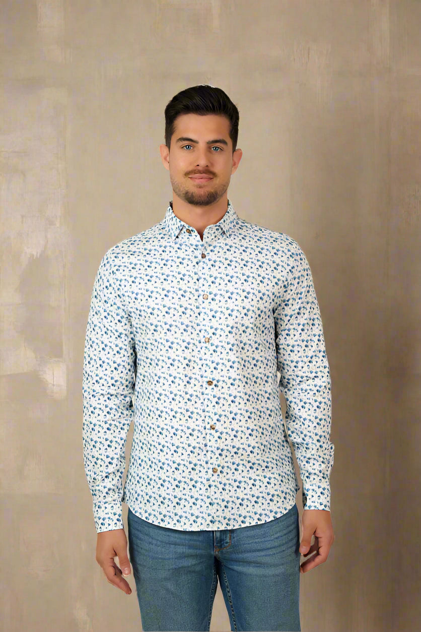 NOVA - White Snowbrush Printed Shirt