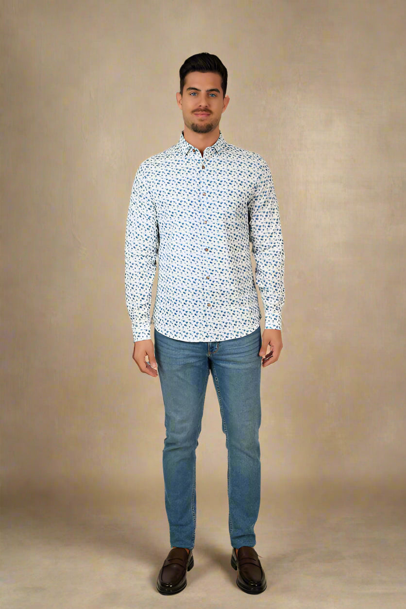 NOVA - White Snowbrush Printed Shirt
