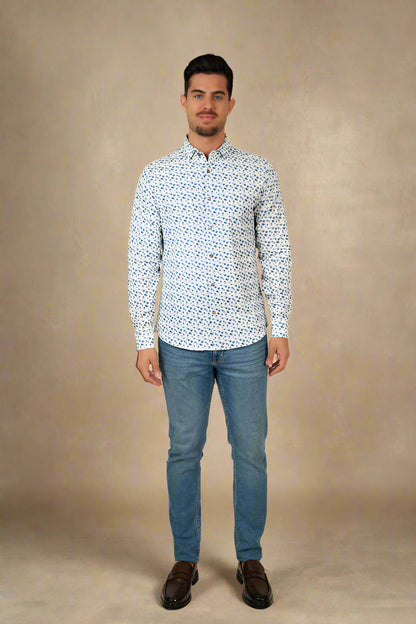 NOVA - White Snowbrush Printed Shirt