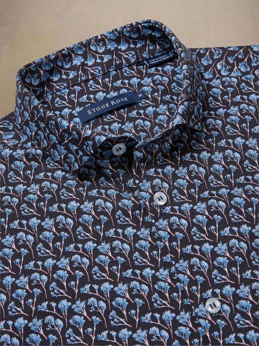 NOVA - Dark Navy Snowbrush Printed Shirt
