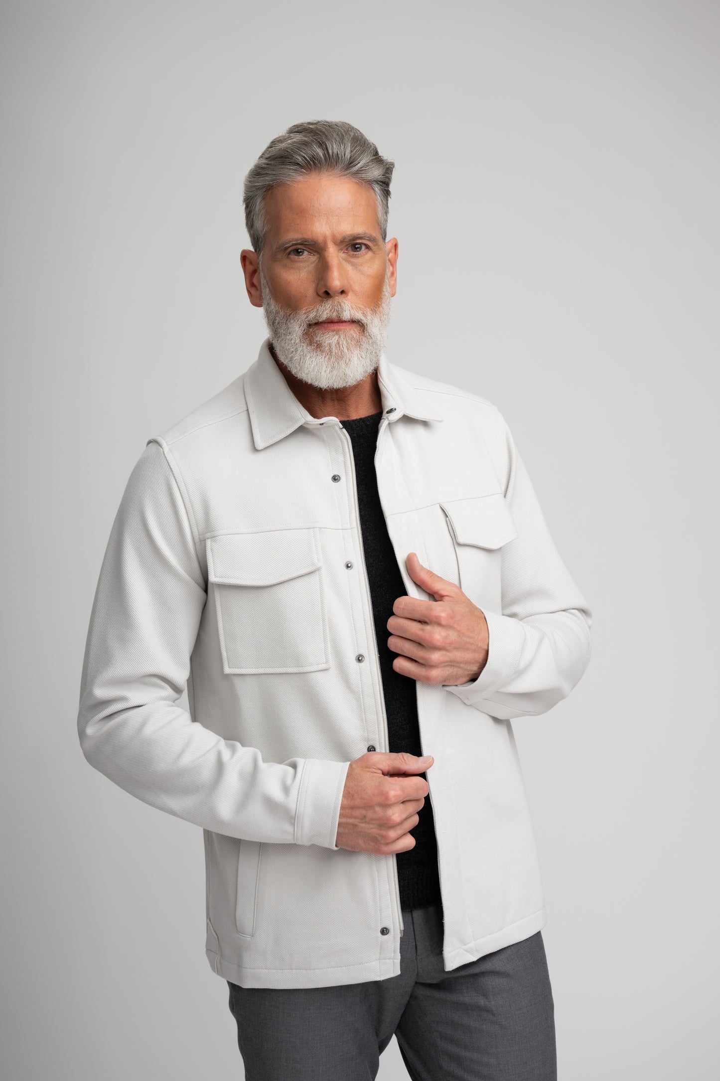 STUDIO - Light Grey Stretch Twill Jacket