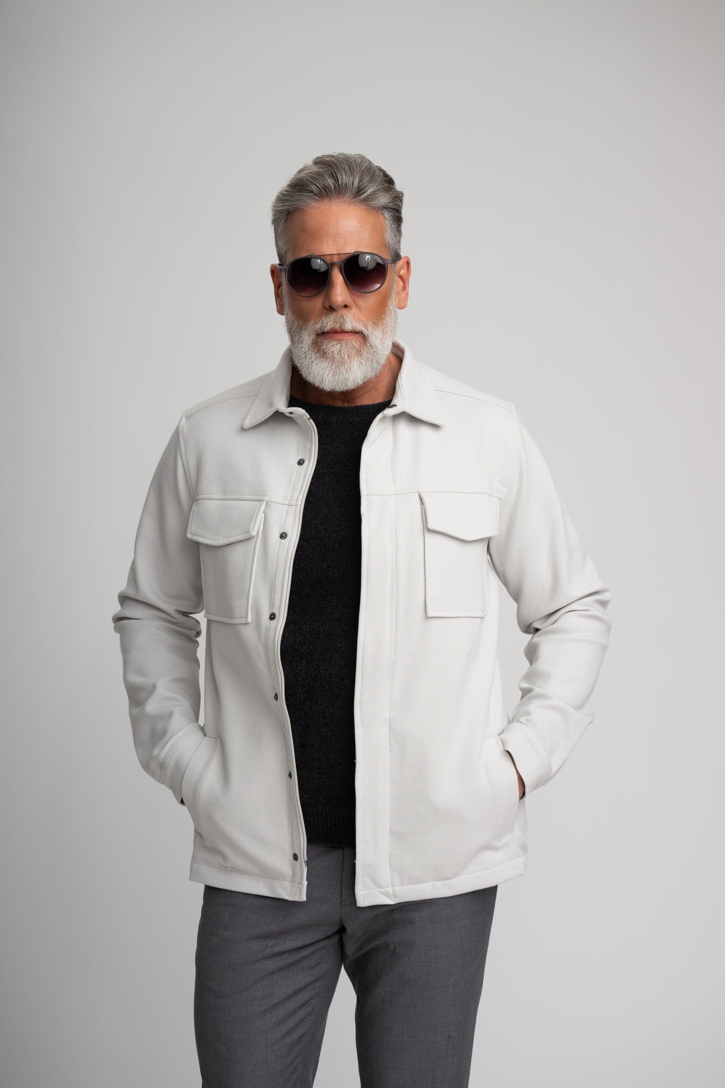 STUDIO - Light Grey Stretch Twill Jacket