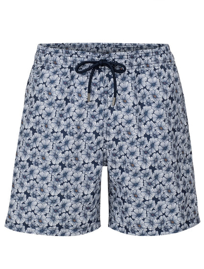 Navy Floral Stretch Swim Shorts