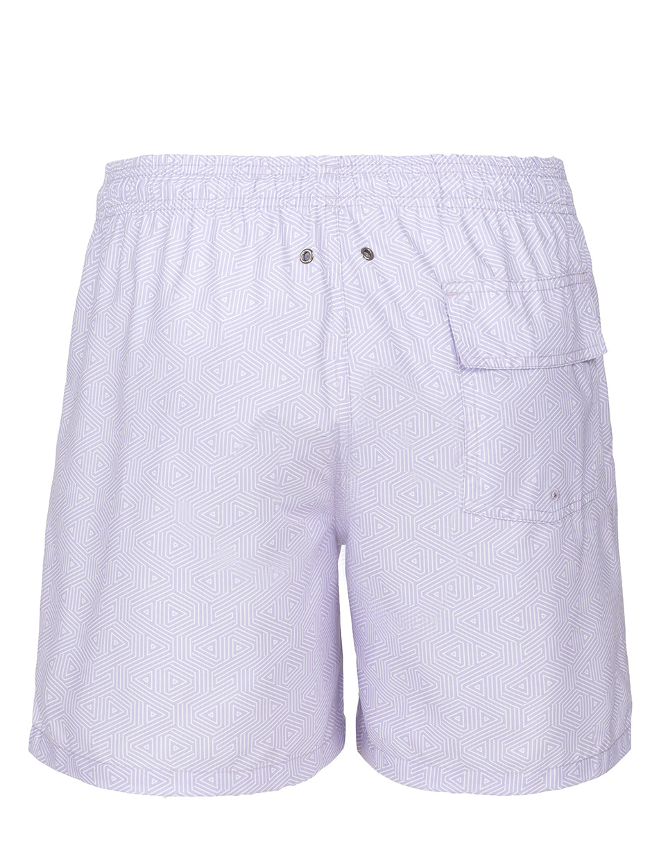 Lavender Geometric Stretch Swim Shorts