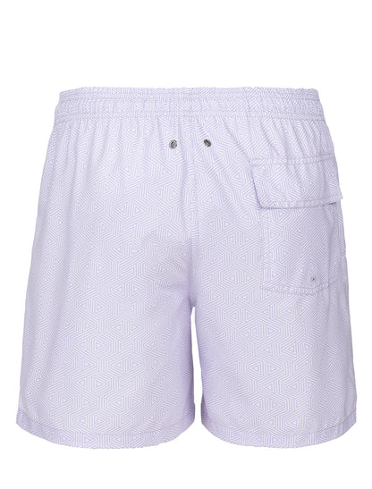 Lavender Geometric Stretch Swim Shorts