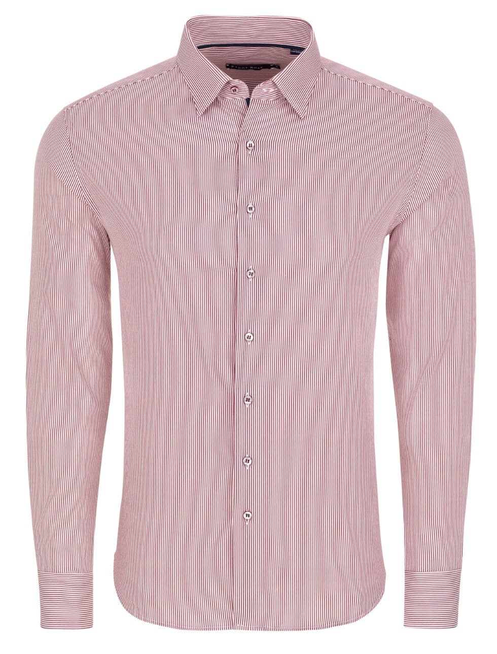 Burgundy Dry Touch Sateen Stripe Long Sleeve Shirt