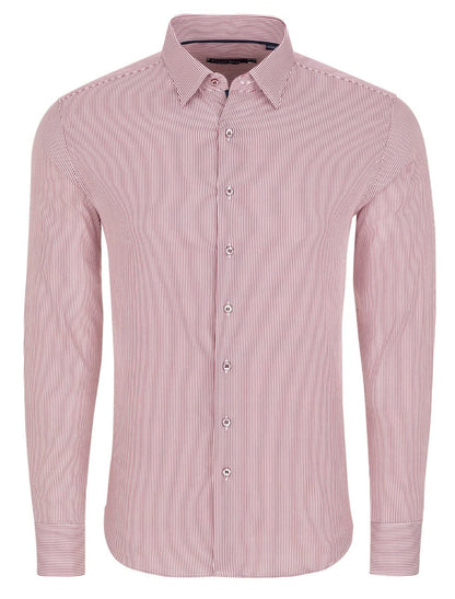 Burgundy Dry Touch Sateen Stripe Long Sleeve Shirt