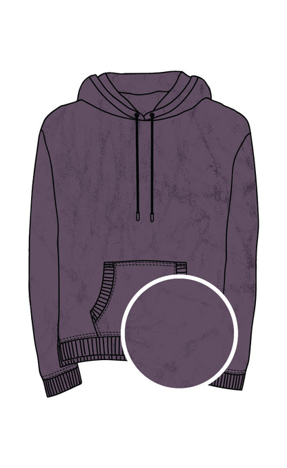 Deep Plum Fleece Acid Wash Hoodie