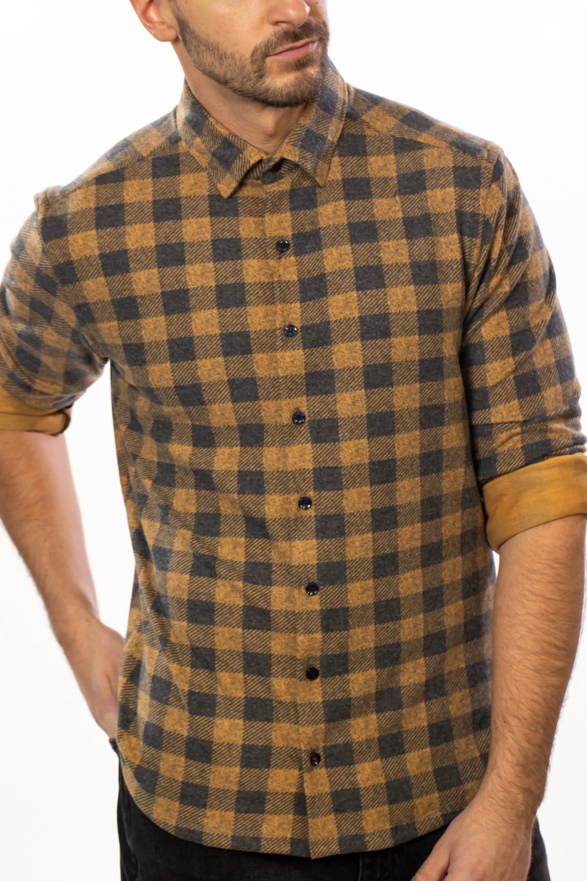 Camel T-Series Fleece Buffalo Check Shirt