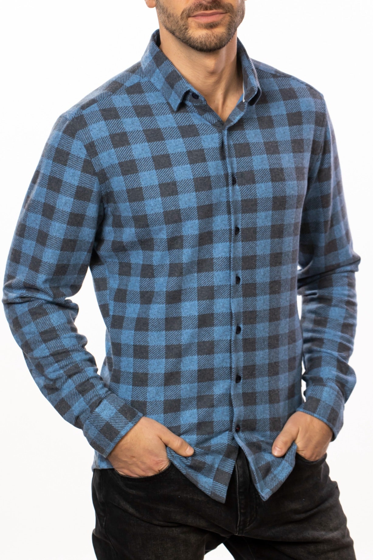 Blue T-Series Fleece Buffalo Check Shirt