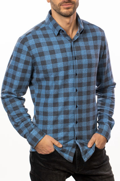 Blue T-Series Fleece Buffalo Check Shirt