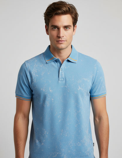 Light Blue Jersey Short Sleeve Polo