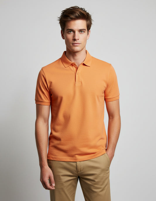 Papaya Solid Short Sleeve Polo