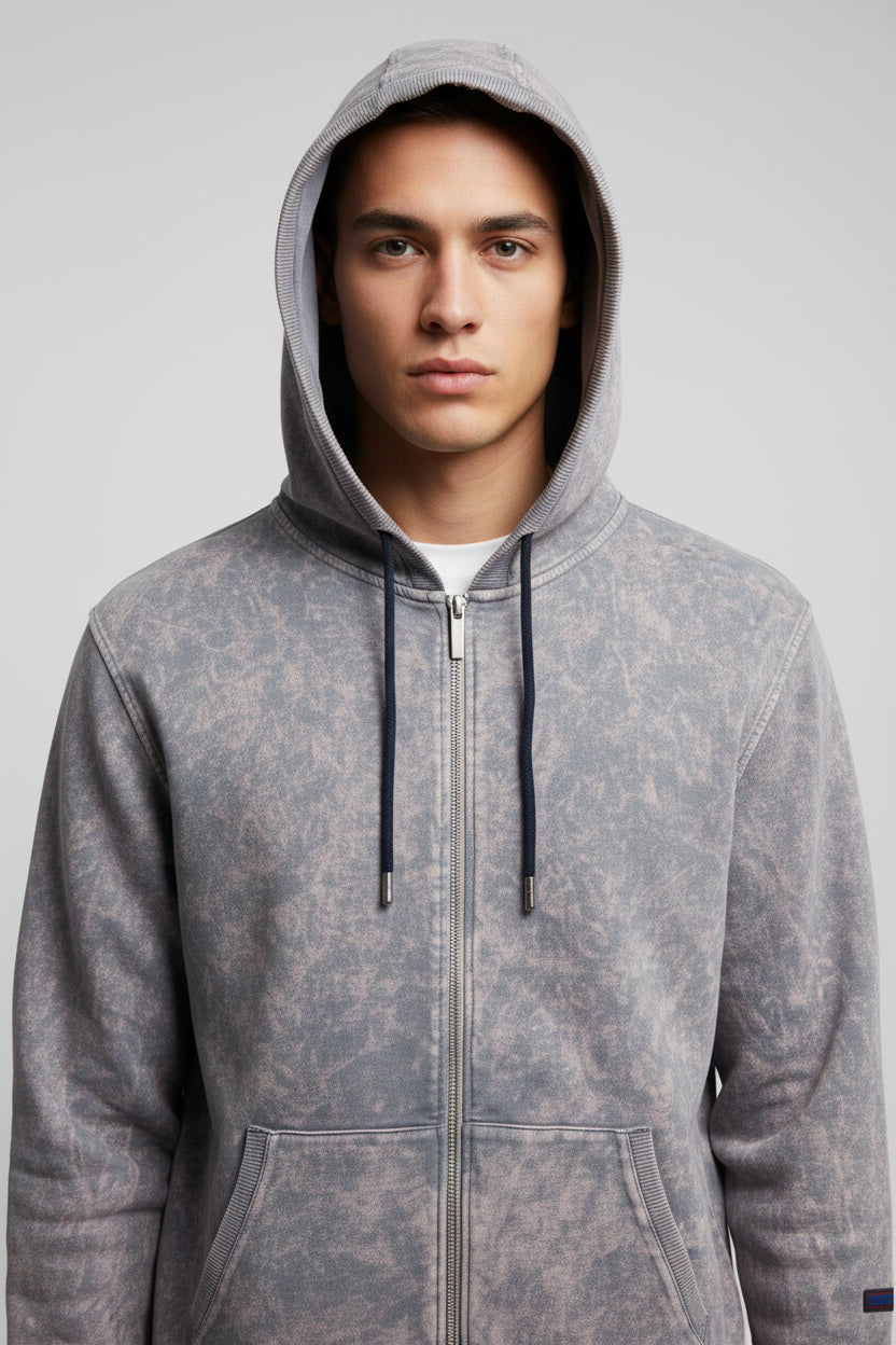 Grey Fleece Zip Hoodie