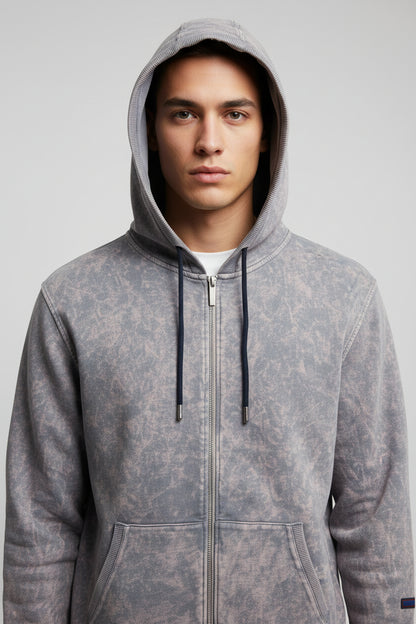 Grey Fleece Zip Hoodie