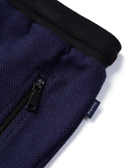 Black Blue Jacquard Knit Jogger