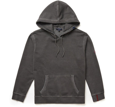 Black Solid Garment Washed Hoodie