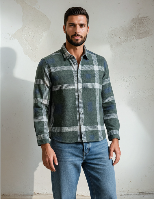 Charcoal Jumbo Plaid Jersey Shirt