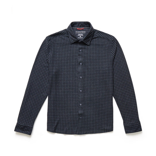 Navy Houndstooth Fleece Shirt