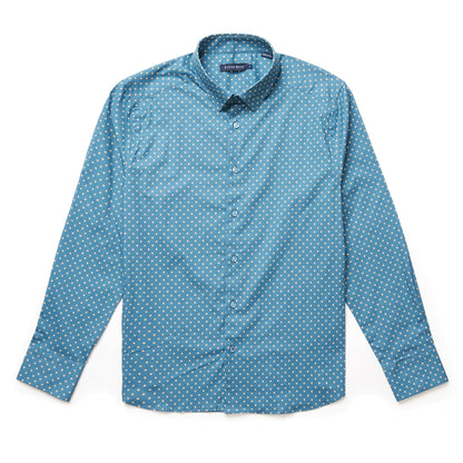 Slate Blue Painted Dot Print Shirt