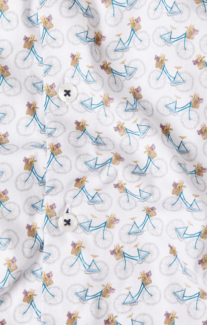 White Bicycles Print Shirt