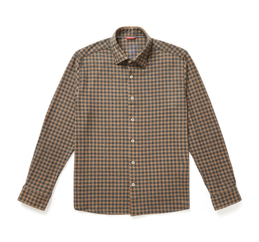Brown Gingham Brushed Jersey Shirt