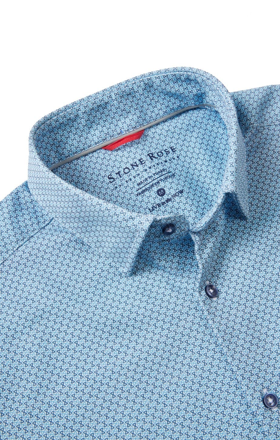 Blue Hourglass Geo Print Drytouch Shirt