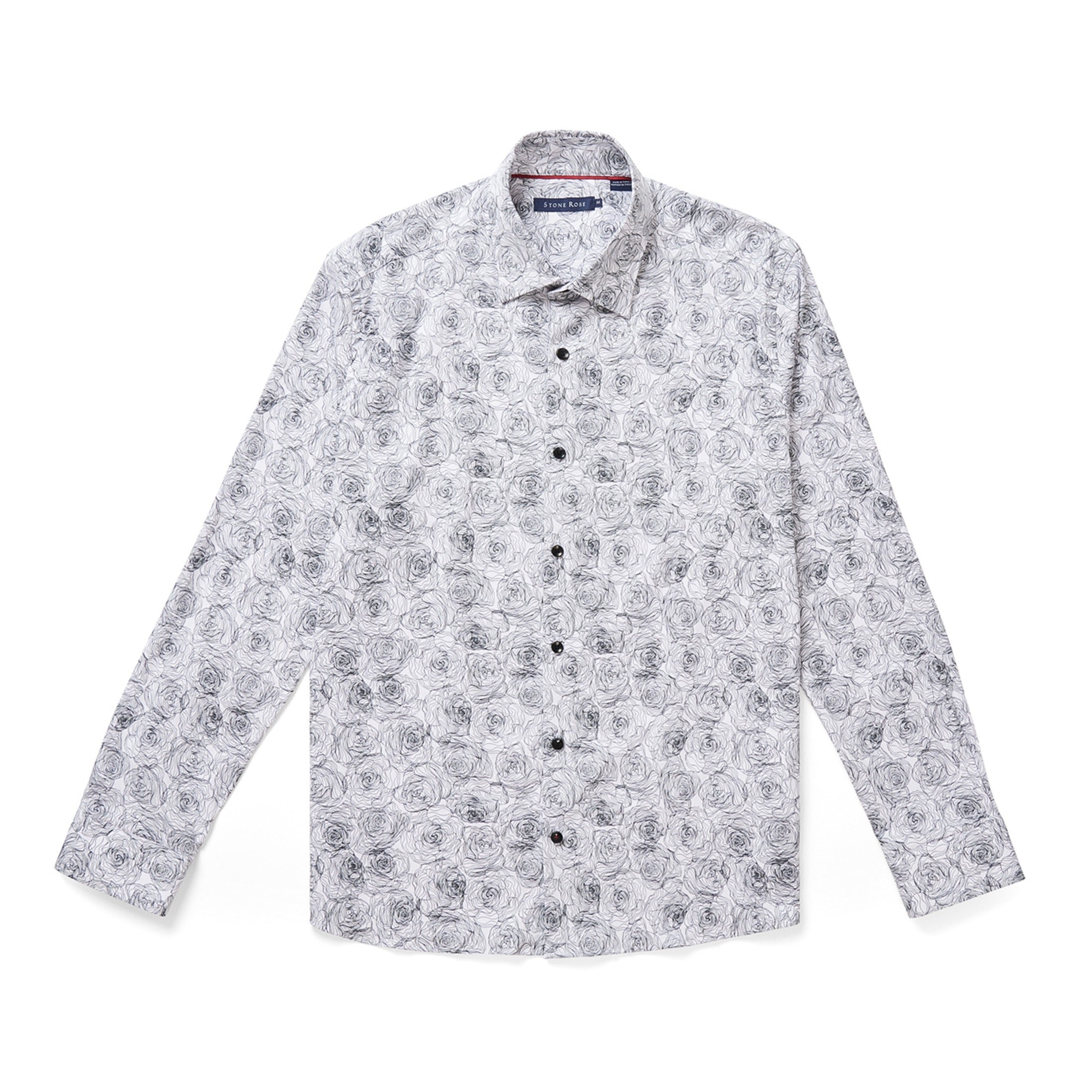 White Outline Flower Print Shirt