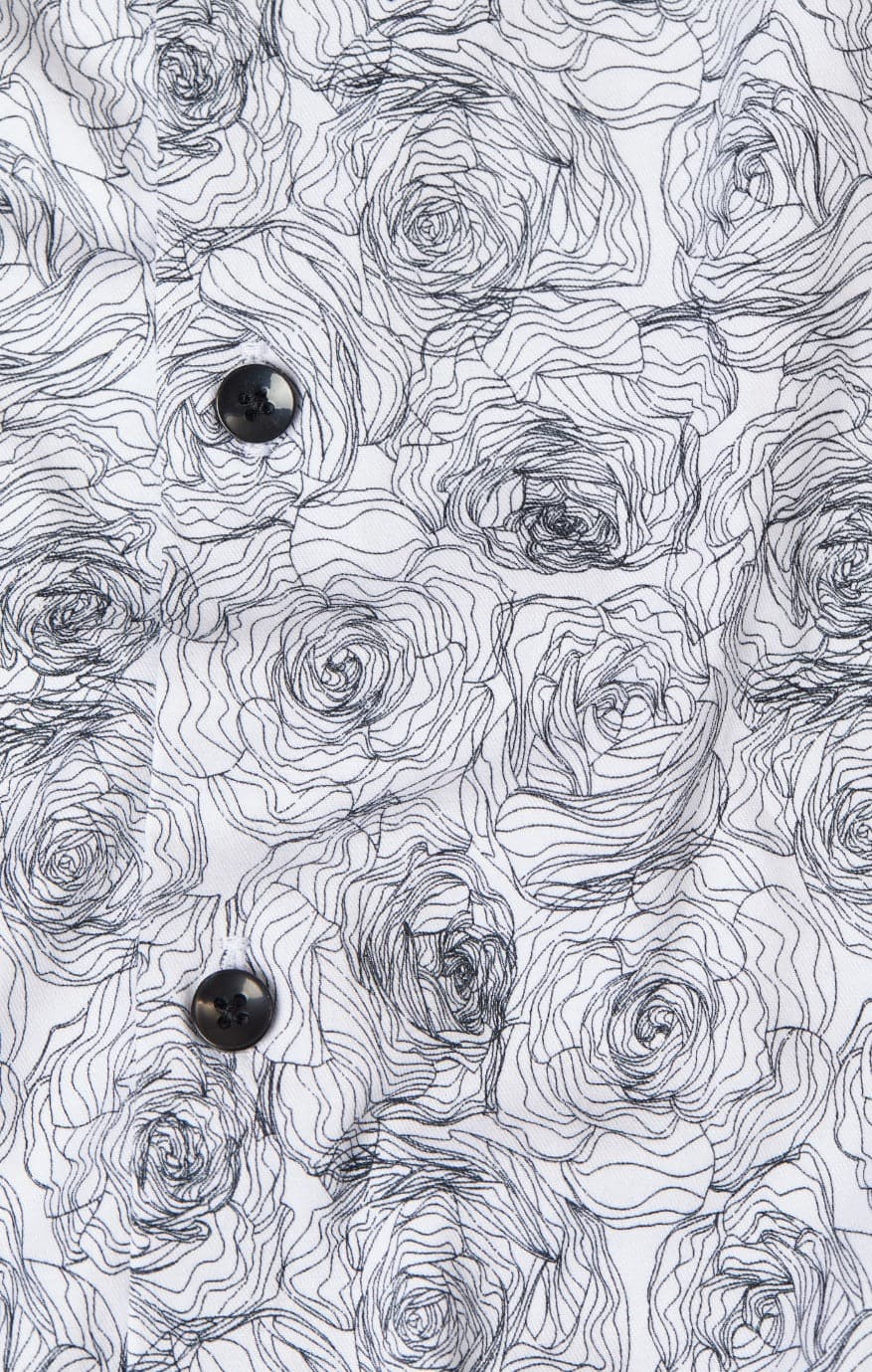 White Outline Flower Print Shirt