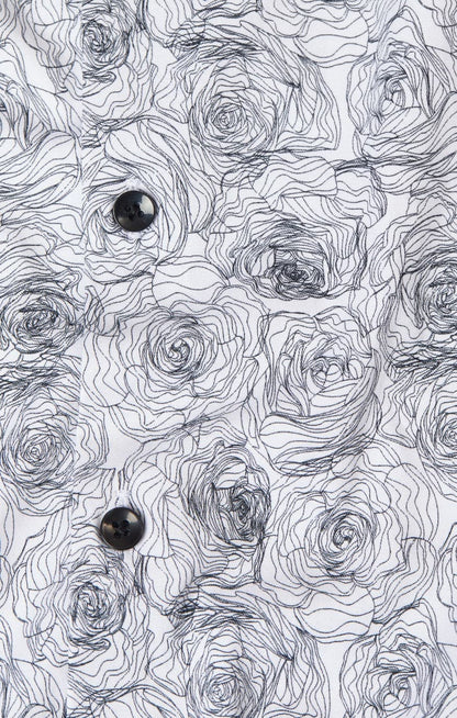 White Outline Flower Print Shirt