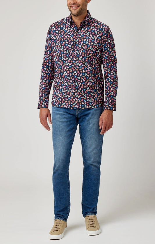 Navy Fancy Moth Print Shirt